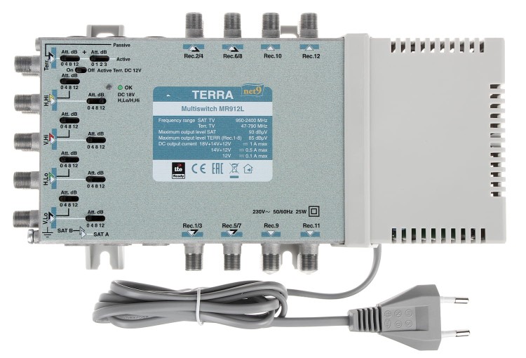 MULTISWITCH MR-912L 9 WEJŚĆ/12 WYJŚĆ TERRA-1071450