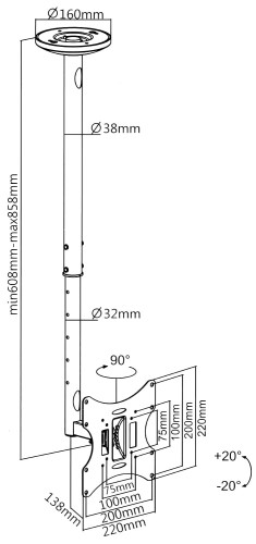 UCHWYT SUFITOWY MONITORA MC-504B MACLEAN-1346954