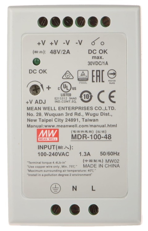 ZASILACZ IMPULSOWY MDR-100-48 MEAN WELL-1332170