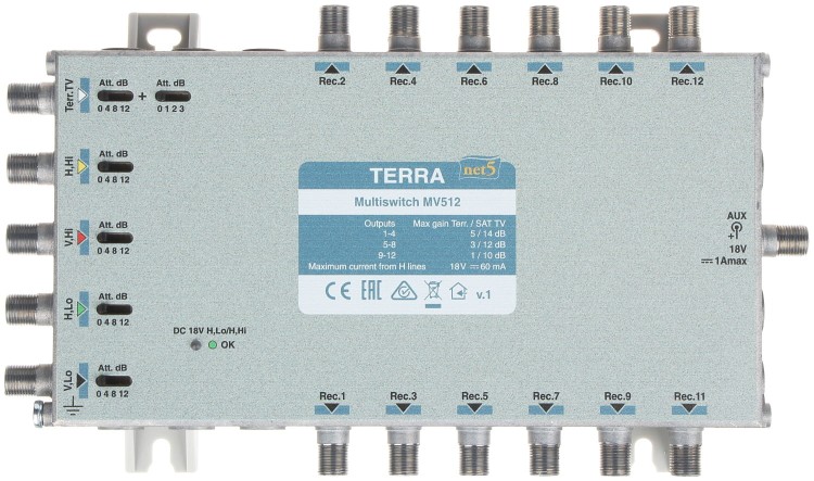 MULTISWITCH MV-512 5 WEJŚĆ / 12 WYJŚĆ TERRA-1341922