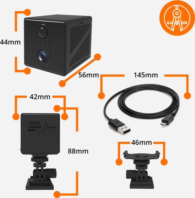 Kamera IP Orllo Mini Kamera Bezprzewodowa GSM 4G LTE ORLLO W8 PRO SIM-1521016
