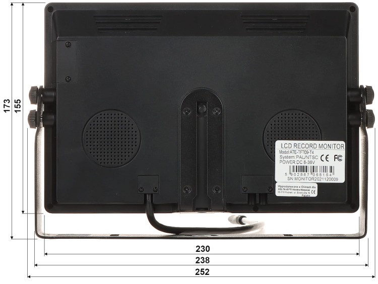 MONITOR SAMOCHODOWY ATE-TFT09-T4 9" AUTONE-1322094