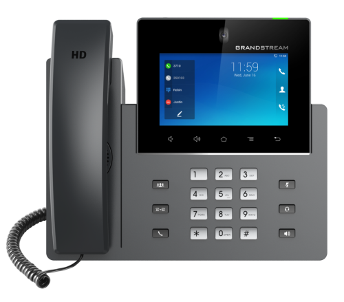 GXV3450 Wideotelefon IP-16 kont SIP-POE-porty GB-LCD 5 cali - Grandstream - widok z przodu.jpg