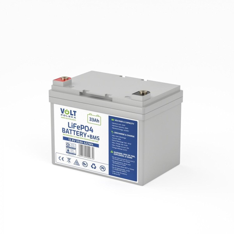 AKUMULATOR VOLT POLSKA LITOWO-ŻELAZOWO-FOSFORANOWY LiFePO4 12V 33Ah 30A-1593271