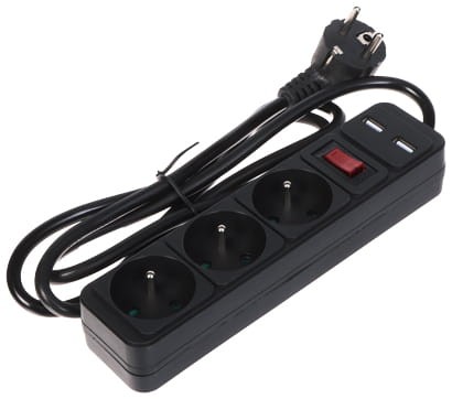 LISTWA ZASILAJĄCA PR-1.5M-3G-SW/USB/B (3 GNIAZDA + 2 USB) 1.3m-1664860