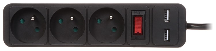 LISTWA ZASILAJĄCA PR-1.5M-3G-SW/USB/B (3 GNIAZDA + 2 USB) 1.3m-1664861