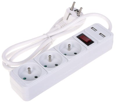 LISTWA ZASILAJĄCA PR-1.5M-3G-SW/USB/W (3 GNIAZDA + 2 USB) 1.3m-1650534