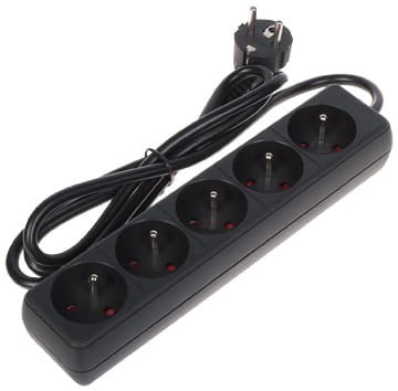 LISTWA ZASILAJĄCA PR-1.5M-5G/B (5 GNIAZD) 1.3m-1664872