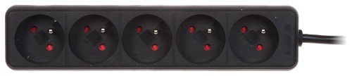 LISTWA ZASILAJĄCA PR-1.5M-5G/B (5 GNIAZD) 1.3m-1664873