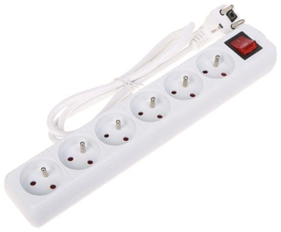 LISTWA ZASILAJĄCA PR-1.5M-6G-SW/W (6 GNIAZD) 1.3m-1664875