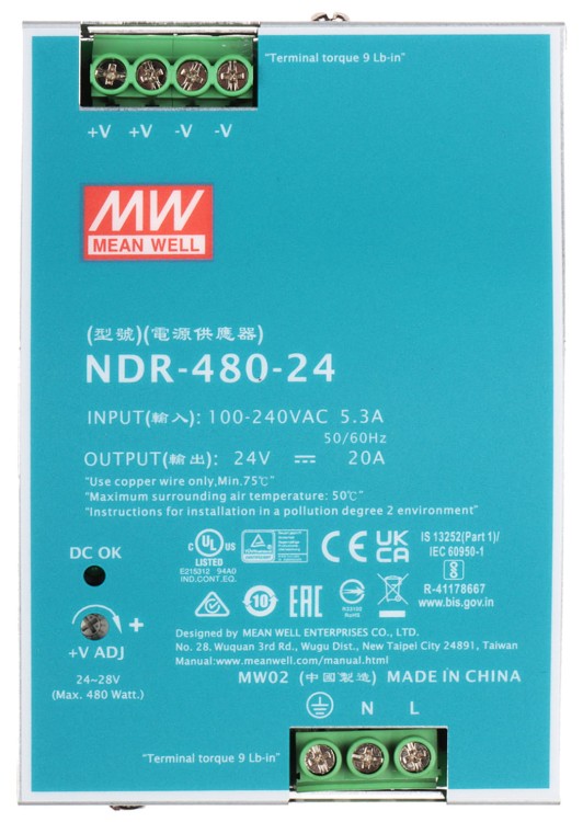 ZASILACZ IMPULSOWY NDR-480-24 MEAN WELL-1663320