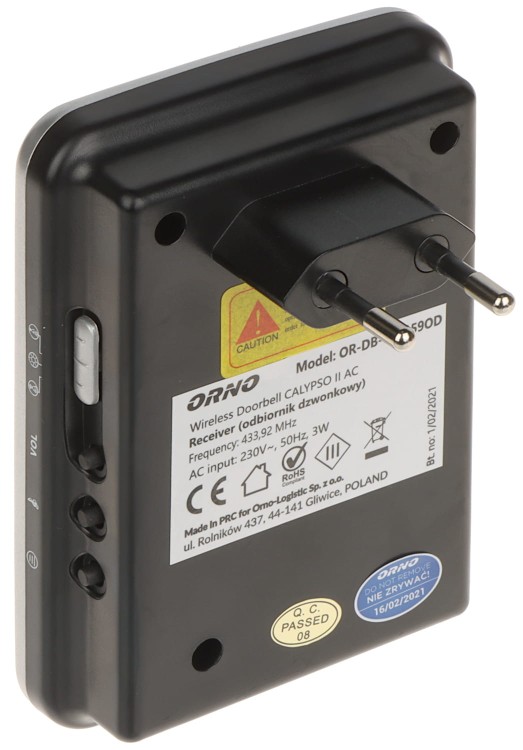 DZWONEK BEZPRZEWODOWY CALYPSO II AC OR-DB-QS-159 AC 230V ORNO-1324488