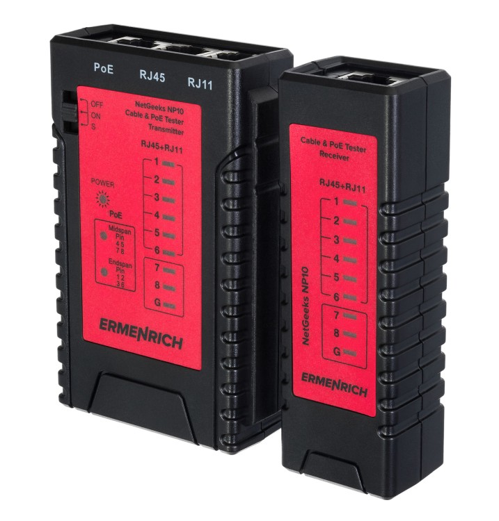 Tester przewodów i PoE Ermenrich NetGeeks NP10-1643716