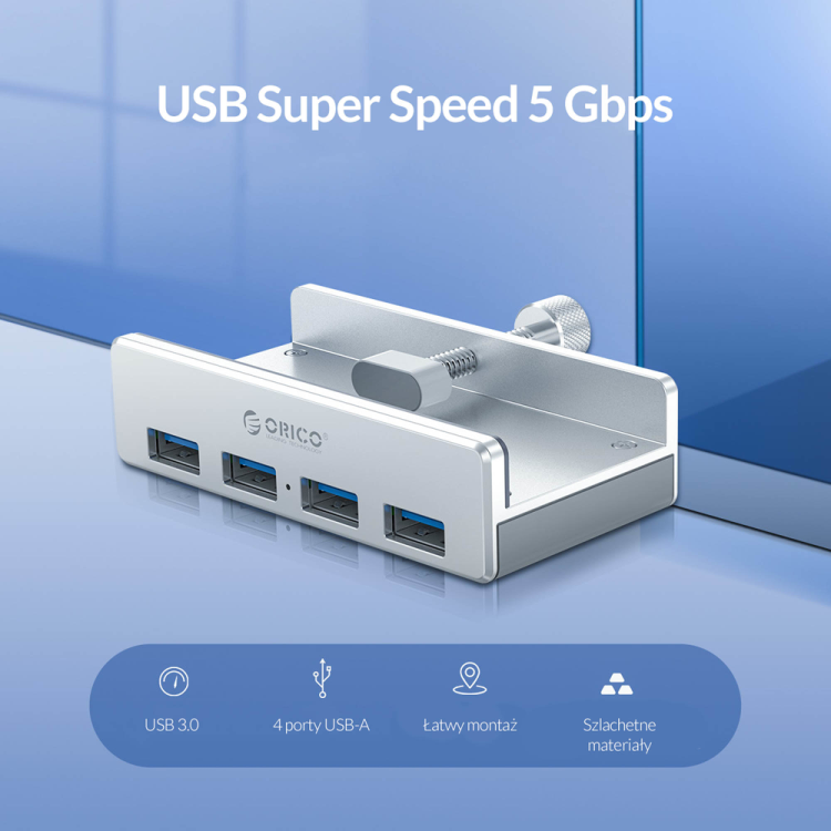 Orico Hub USB biurkowy 4 porty USB-A 5Gbps-1277645