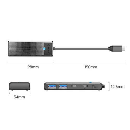 Orico Hub USB-C 2x USB-A, 2x port USB-C 100W-1637577