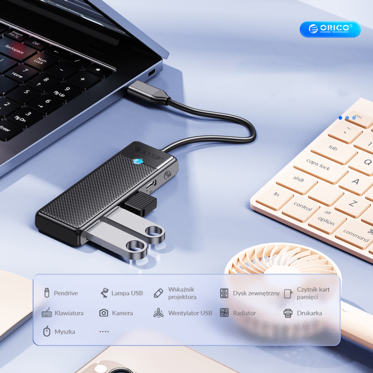 Orico Hub USB-C 2x USB-A, 2x port USB-C 100W-1637581