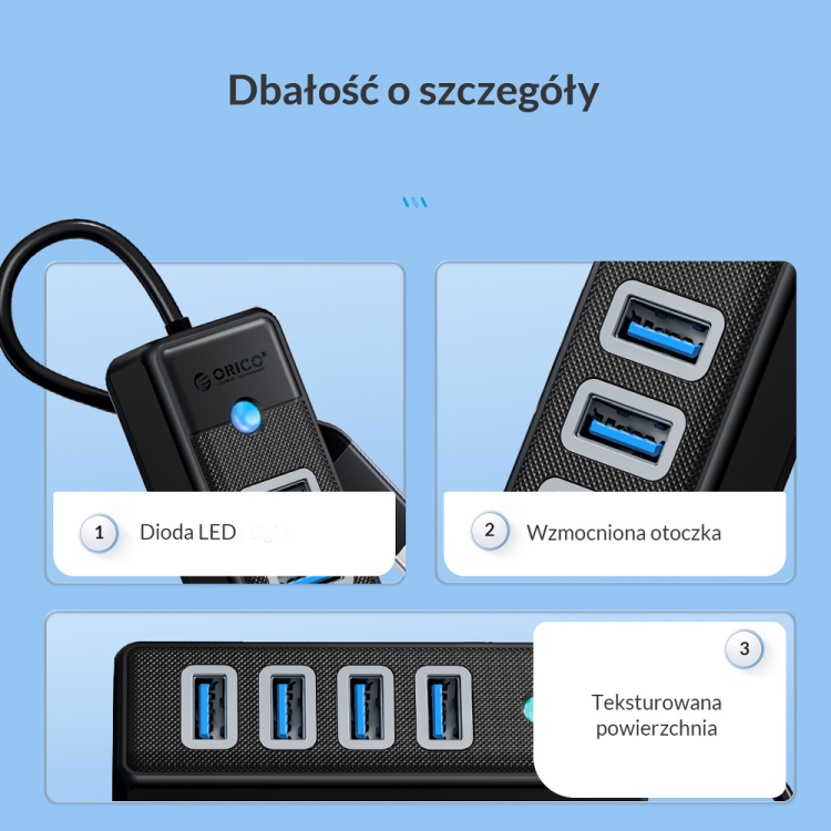 Orico Hub USB-C 4x USB-A 3.1 biały-1636661