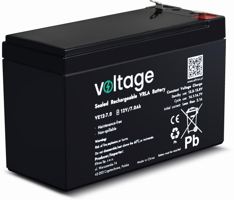 Akumulator AGM Voltage 12V 7Ah VE12-7.0 (Żywotność 6-9 lat)-1685419