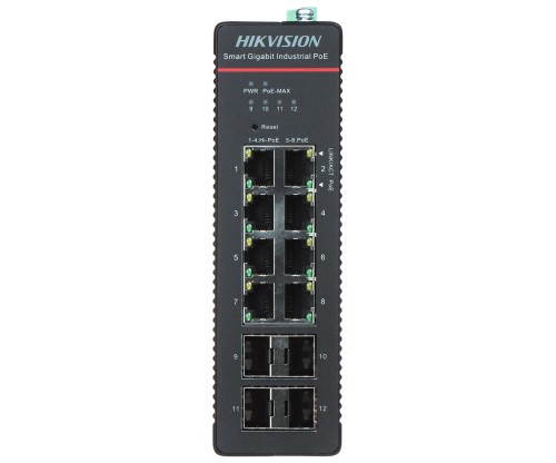 SWITCH PRZEMYSŁOWY POE DS-3T1512HP-SI-8P4F/NOPOWER 8-PORTOWY SFP Hikvision-1772998