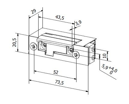 Elektrozaczep BIRA symetryczny ES1-001-KZ 12V AC/DC z kontrolą zamknięcia-1565652