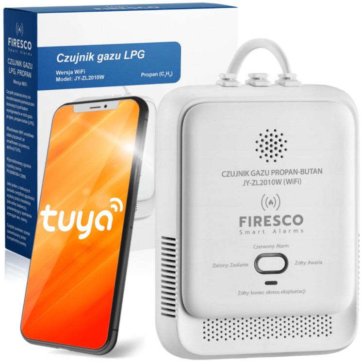 Czujnik gazu LPG Propan-Butan Firesco JY-ZL2010W z WiFi aplikacja Tuya-1642123