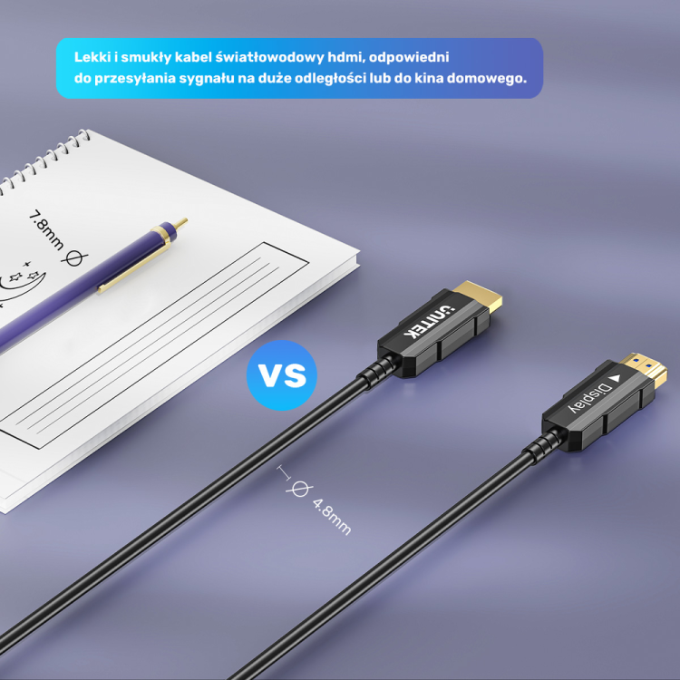 Unitek Kabel optyczny HDMI 2.0 AOC 4K 60Hz 7 m-1787691