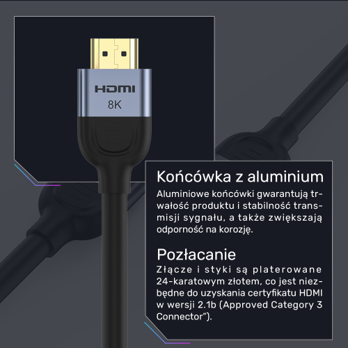 Unitek Kabel HDMI 2.1 8K 60Hz, czarny, 1,5m-1783125