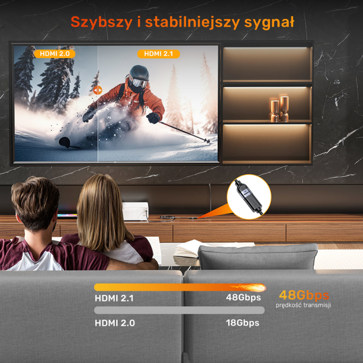Unitek przedłużacz HDMI (M) - HDMI (F) 2.1, 8K 1m-1784781