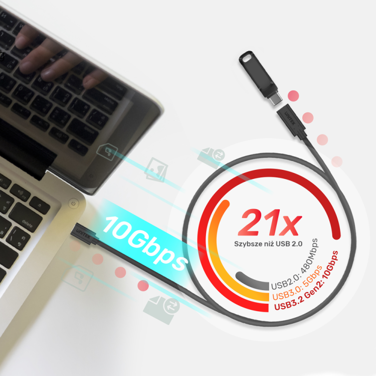 Unitek Przedłużacz USB-C 10Gbps 4K, PD 100W 1,5 m-1278700