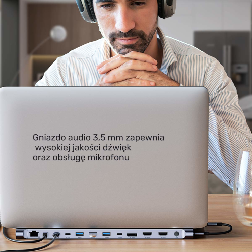 Unitek Stacja dokująca KVM z funkcją podstawki, potrójne wyjście 4K, USB-C, MST, HDMI 2.0-1808380