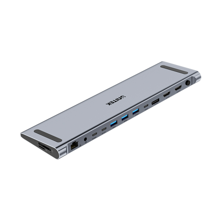 Unitek Stacja dokująca KVM z funkcją podstawki, potrójne wyjście 4K, USB-C, MST, HDMI 2.0-1808386