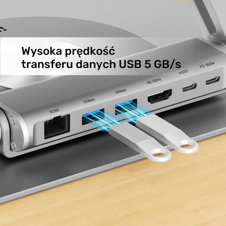 Unitek Podstawka pod laptop z odłączanym hubem USB-C HDMI 1,4, 4K PD 100W-1783366