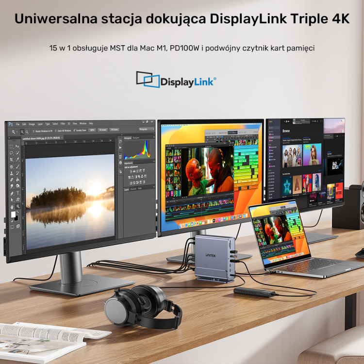 Unitek Uniwersalna stacja dokująca DisplayLink 4K x3-1787297