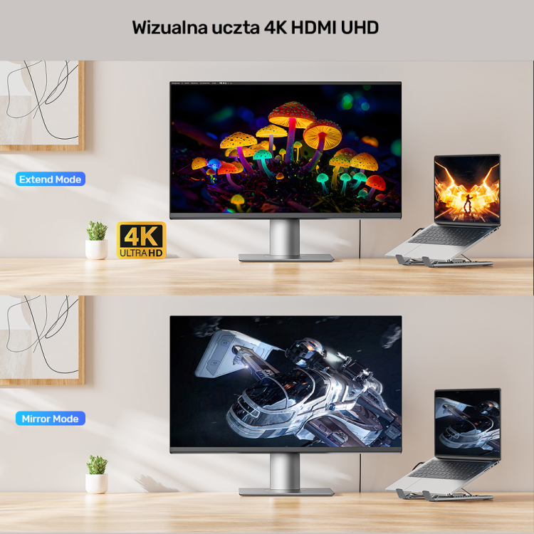 Unitek Podstawka regulowana pod laptop z hubem/HDMI/PD/SD-1807787