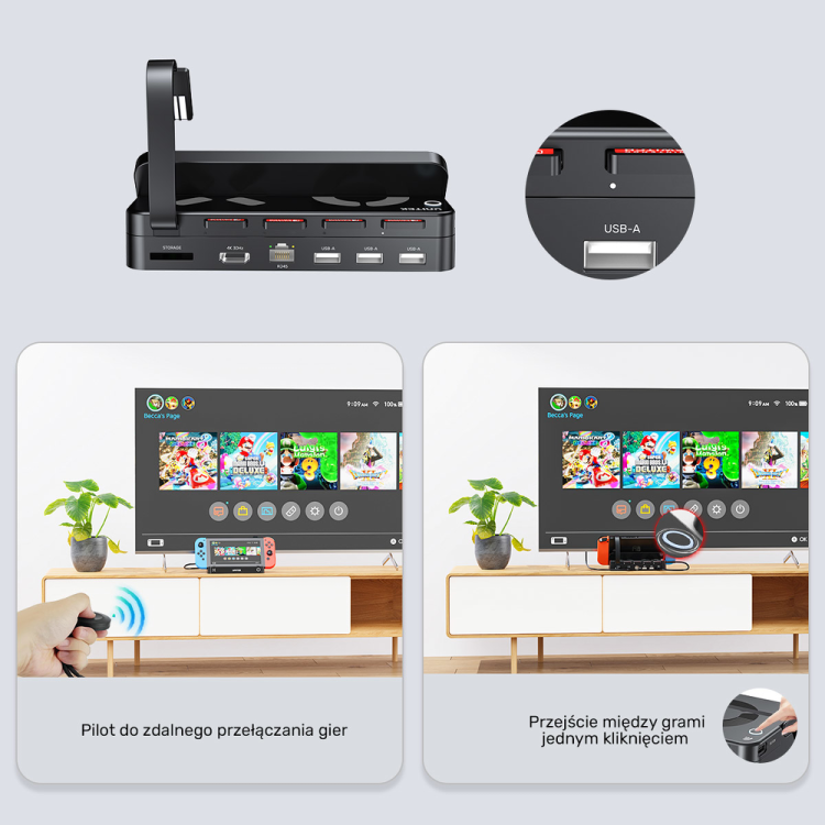 Unitek Stacja dokująca do Nintendo Switch + pilot-1781315