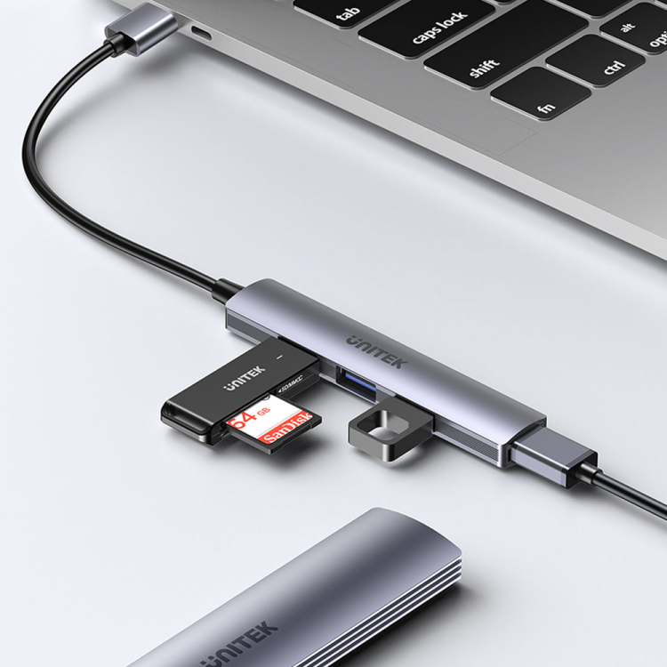 Unitek Hub USB-A 1*USB-A 5 Gbps, 3*USB-A 2.0 alu-1639276