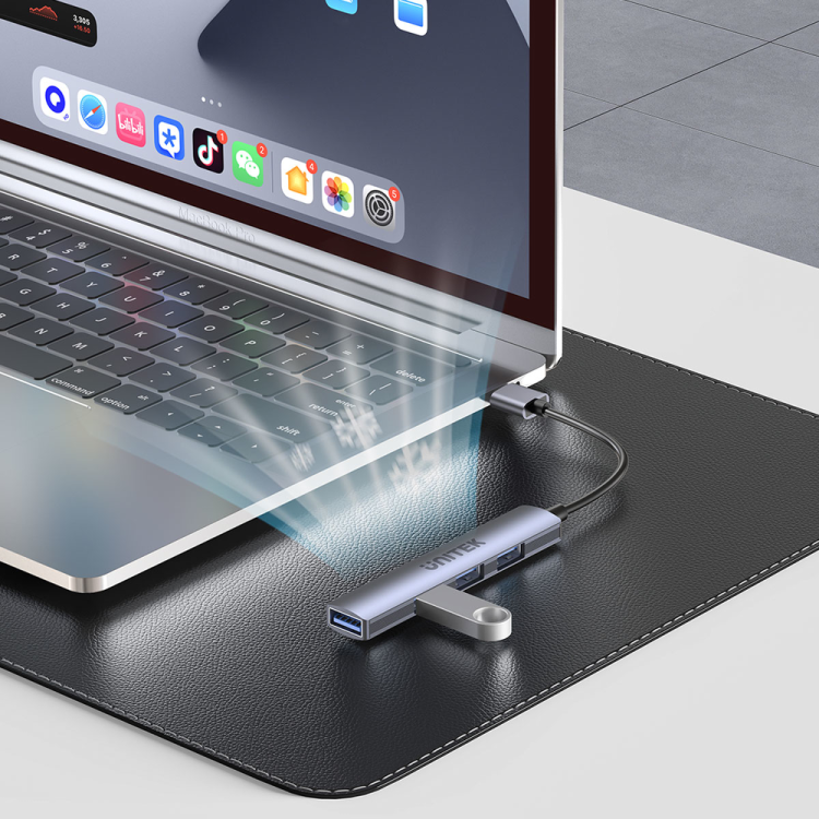 Unitek Hub USB-C 1*USB-A 5 Gbps, 3*USB-A 2.0 alu-1654651