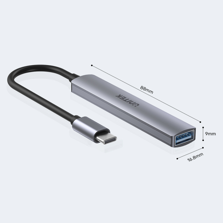 Unitek Hub USB-C 1*USB-A 5 Gbps, 3*USB-A 2.0 alu-1654650