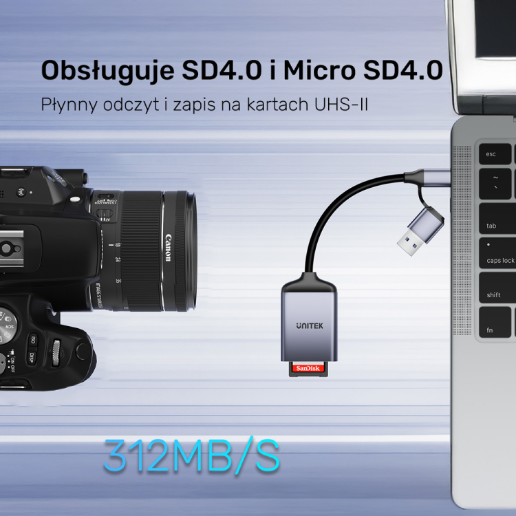 Unitek Czytnik kart pamięci SD4.0 /Micro SD4.0, 2w1-1784444