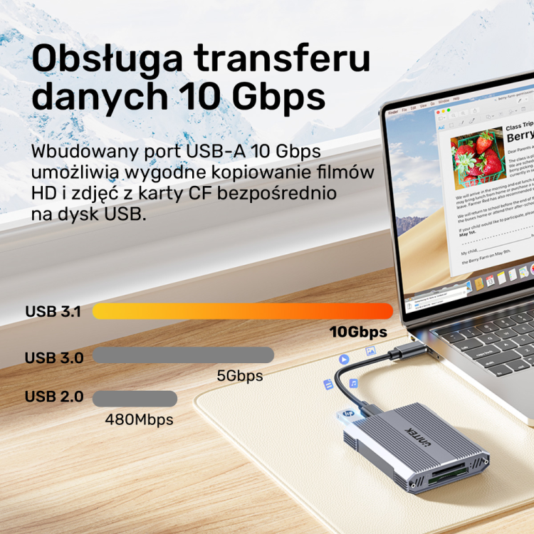 Unitek Czytnik kart pamięci CF Express, SD/microSD, USBA 10 Gbs + HUB-1783298