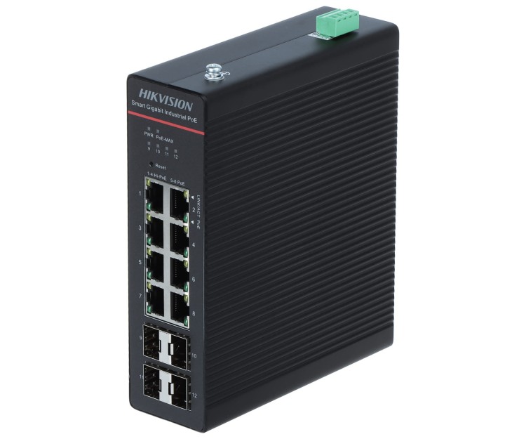 SWITCH PRZEMYSŁOWY POE DS-3T1512HP-SI-8P4FKIT(75W) 8-PORTOWY SFP Hikvision-1869316