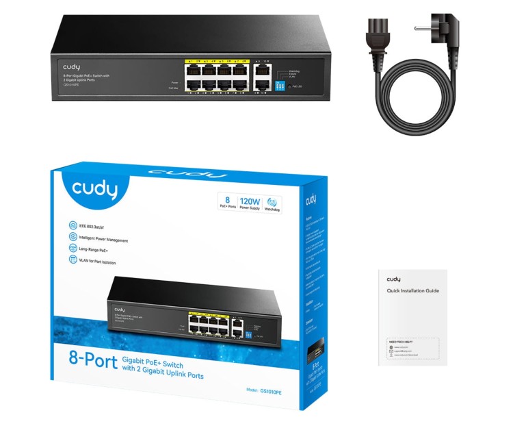 SWITCH POE GS1010PE 8-PORTOWY CUDY-1790293