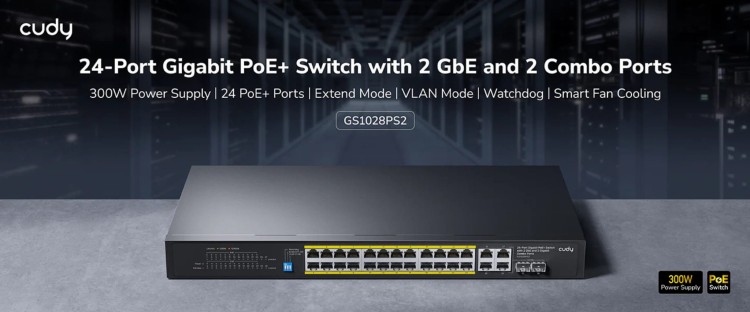 SWITCH POE GS2028PS4-300W 24-PORTOWY SFP CUDY-1790313