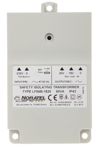 ZASILACZ NAPIĘCIA ZMIENNEGO TR-60VA/NORATEL SATEL-1352964
