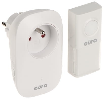 DZWONEK BEZPRZEWODOWY BEZBATERYJNY Z GNIAZDEM 230V AC WDP-91H2 AC 230V EURA-1560621