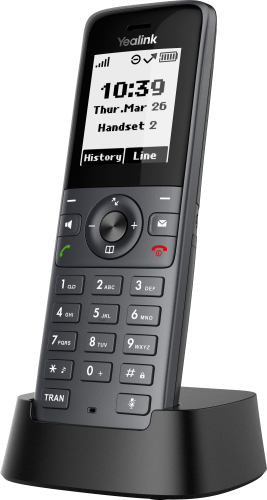 Yealink W71H – słuchawka DECT – widok pod katem z bazą.png