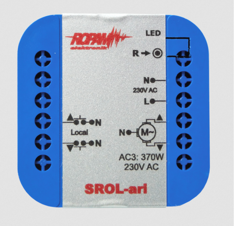 ROPAM SROL-ari bezprzewodowy, douszkowy sterownik rolety 230VAC, amperometryka, status rolety w apli-1842662