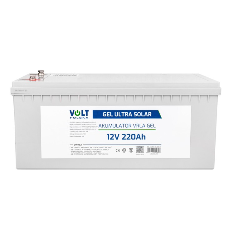 VOLT Polska VPRO PREMIUM 12V 220Ah – akumulator żelowy VRLA GEL – widok z przodu.jpg