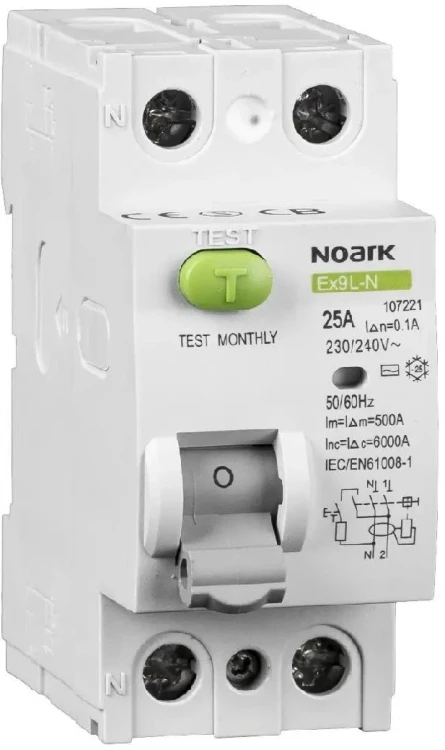 WYŁĄCZNIK RÓŻNICOWOPRĄDOWY, 6 KA, 40A, 30MA, 2P TYP AC EX9L-N Noark 108315-1919957