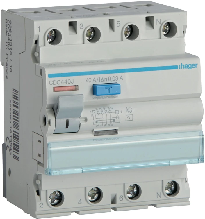 Wyłącznik różnicowoprądowy 3P+N 40A 30mA 6kA AC HAGER CDC440J-1769404